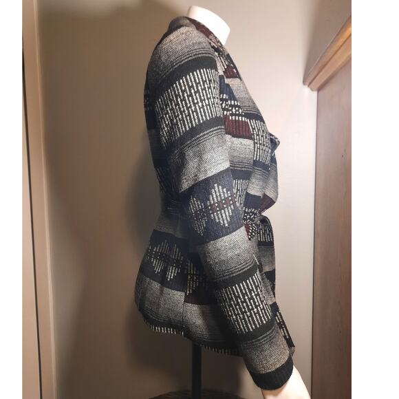 CHARLOTTE RUSSE Wool Blend Boho Southwestern Belted Cardigan Jacket M Cozycore - Picture 8 of 8